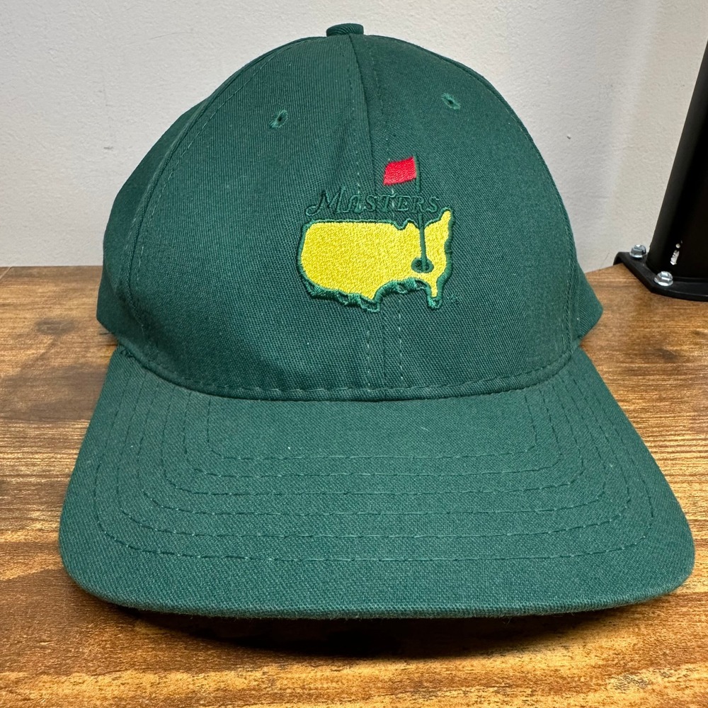 American Needle Masters Golf Hat Green Leather Strapback Made in USA Cap